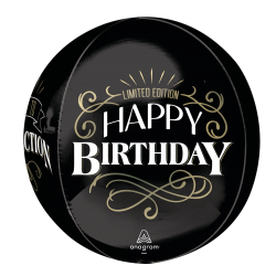 Orbz. balionas "Happy birthday"/juodas (38 cm. x 40 cm.) - 1