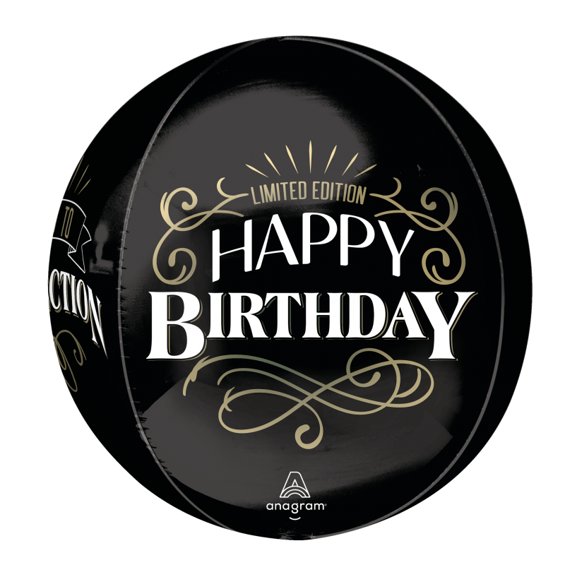 Orbz. balionas "Happy birthday"/juodas (38 cm. x 40 cm.) - 1