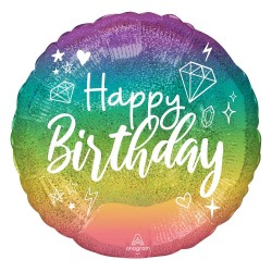 Folinis balionas "Happy birthday"/blizg. (18" 43 cm.) - 1