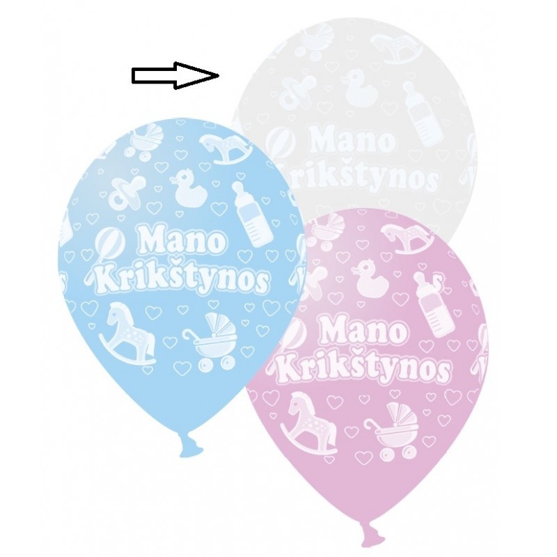 Guminiai balionai "Krikštynos" / balti (100 vnt./30cm.) - 1