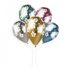 Guminiai balionai "Gėlės"/chrome (25 vnt./ 35 cm.) - 1