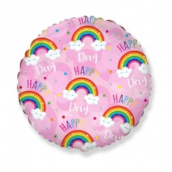 Fol. balionas "Happy day"/rožinis (FX/18"45 cm./Supakuotas) - 1