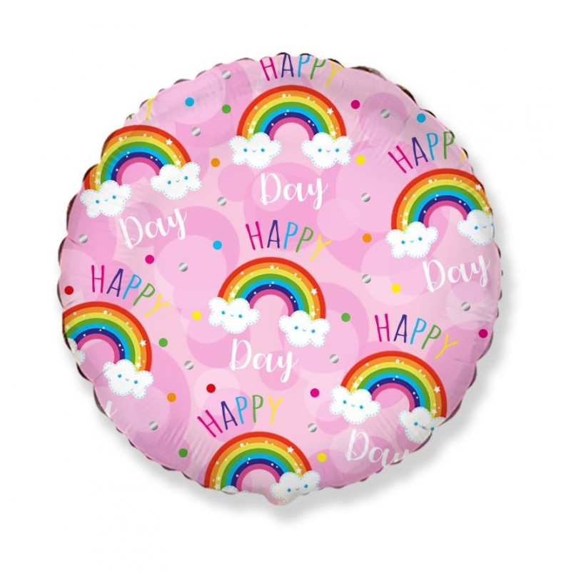 Fol. balionas "Happy day"/rožinis (FX/18"45 cm./Supakuotas) - 1