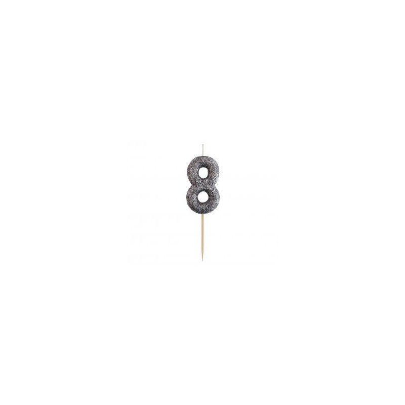 Žvakutė "8" / sidabrinė (1 vnt./8 cm) - 1