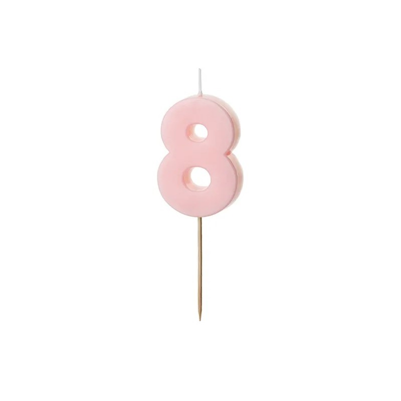 Torto žvakutė "8" / rožinė (1 vnt./ 5 cm) - 2