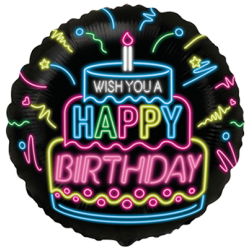 Folinis balionas "Happy birthday"/juodas (FX/18"45 cm./Supakuota) - 1