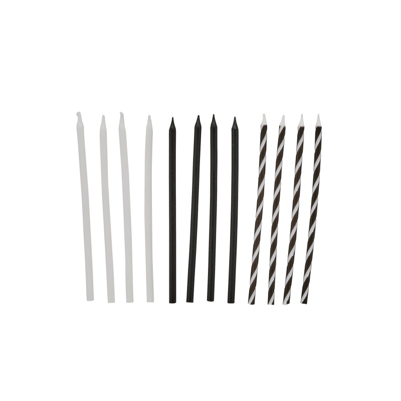 Torto žvakutės / juodos-baltos (12 vnt./14 cm) - 1