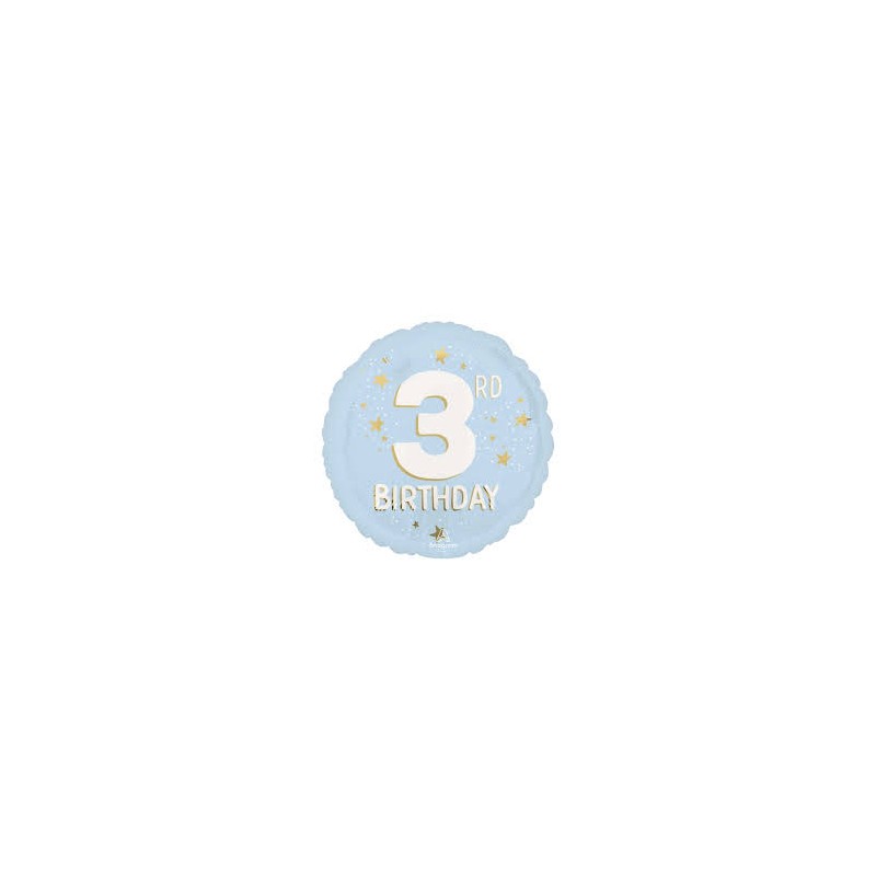 Folinis balionas "3"/ melsvas (17" 43 cm.) - 1