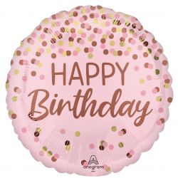 Fol. balionas "Happy birthday"/rož. (18" 43 cm.) - 1