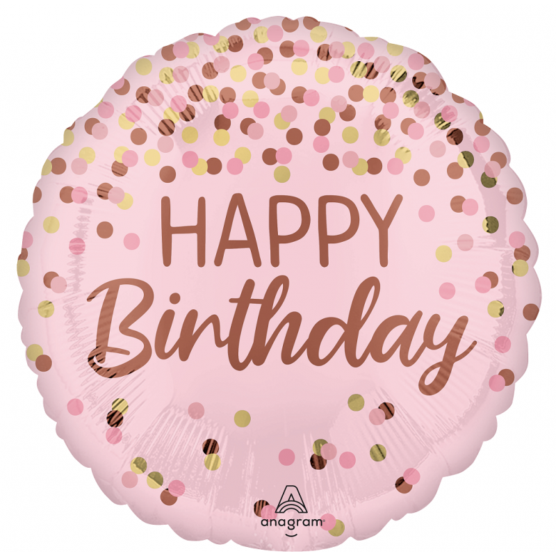 Fol. balionas "Happy birthday"/rož. (18" 43 cm.) - 1