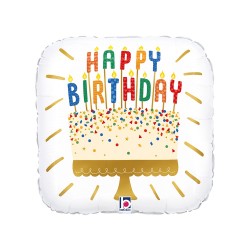 Fol. balionas "HB tortas / kvadr./ balt. (18" 46 cm.) - 1