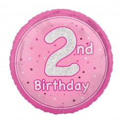 Folinis balionas "2' birthday" / rožinis (18" 46 cm) - 1