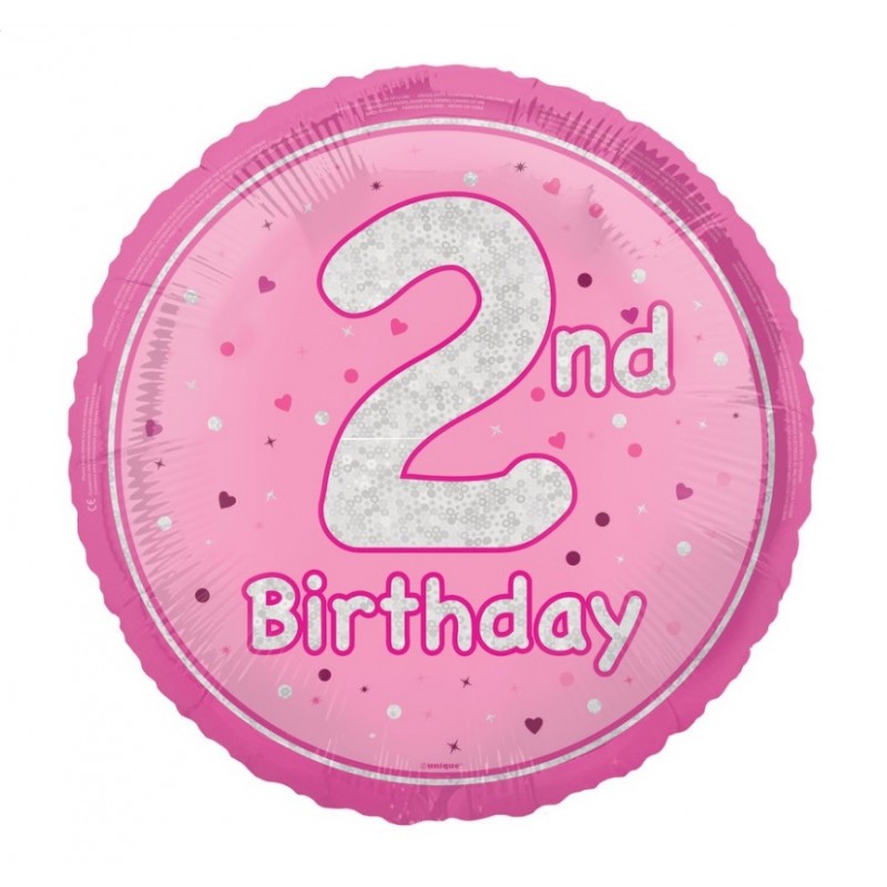 Folinis balionas "2' birthday" / rožinis (18" 46 cm) - 1