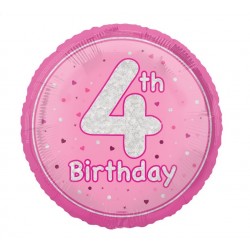 Folinis balionas "4' birthday" / rožinis (18" 46 cm) - 1