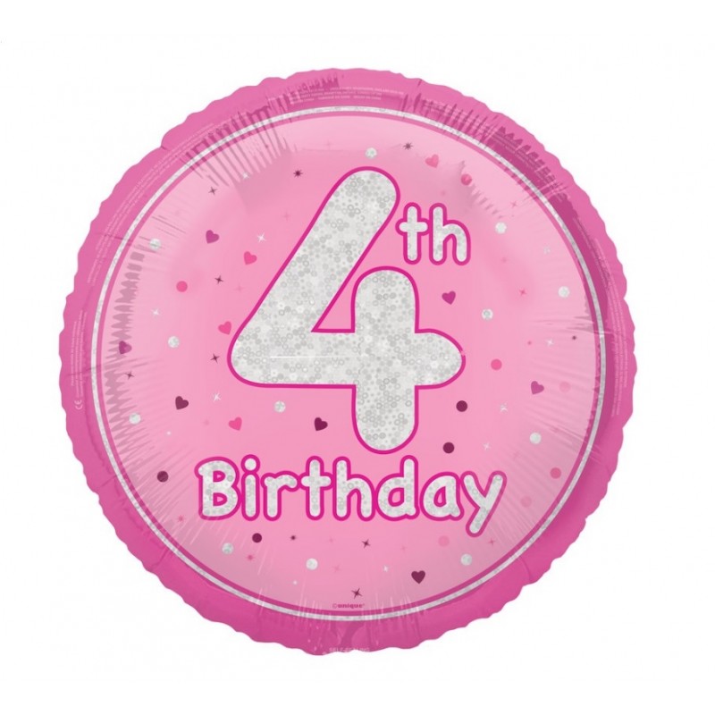 Folinis balionas "4' birthday" / rožinis (18" 46 cm) - 1