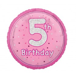 Folinis balionas "5" birthday" / rožinis (18" 46 cm) - 1