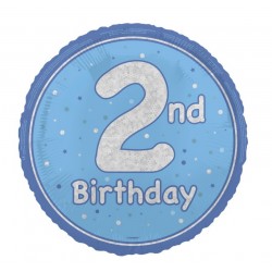 Folinis balionas "2' birthday" / melsvas (18" 46 cm) - 1