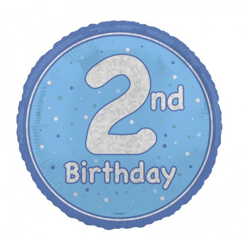 Folinis balionas "2' birthday" / melsvas (18" 46 cm) - 1