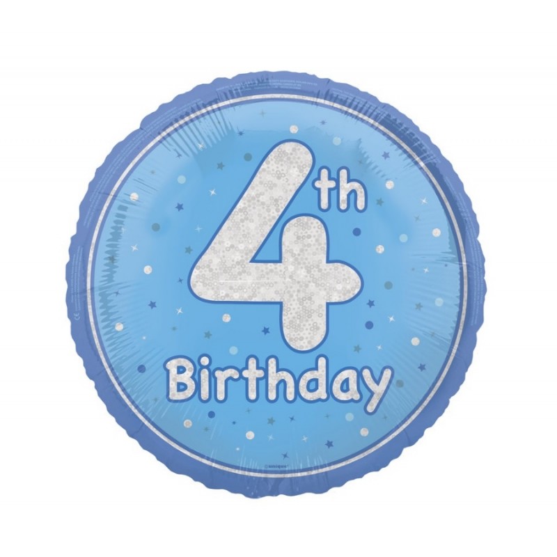 Folinis balionas "4' birthday" / melsvas (18" 46 cm) - 1