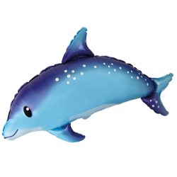 Folinis balionas "Delfinas"/melsvas (24FX 70x96 cm/Supakuota) - 1