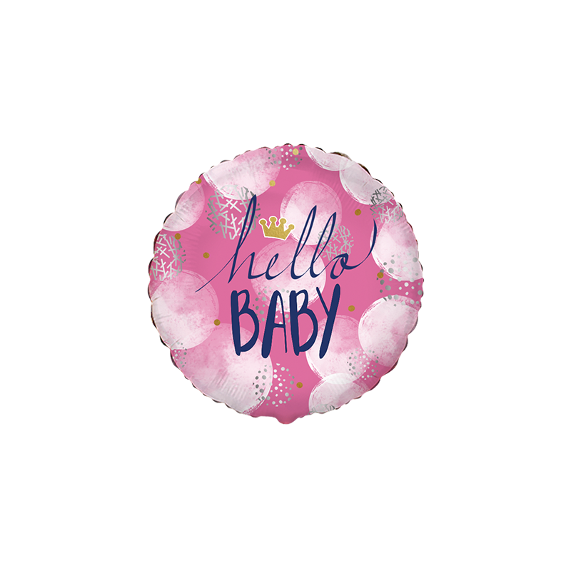 Folinis balionas "Hello baby"/rožinis (FX/18"45 cm. / Supakuotas) - 1