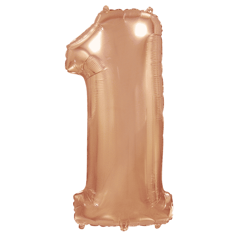 Folinis balionas "Skaičius 1"/Rose Gold (40" 102 cm) - 1