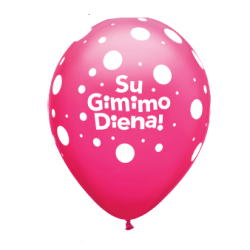 Guminiai balionai "Su gimimo diena"/burb (25 vnt./28cm.) - 1