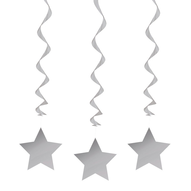 Dekoracija "Žvaigždės"/sidabinė (3 vnt./60cm.) - 1