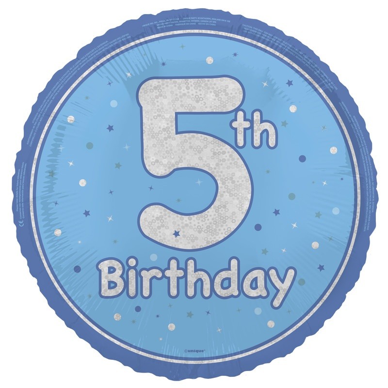 Folinis balionas "5' birthday" / melsvas (18" 46 cm) - 1