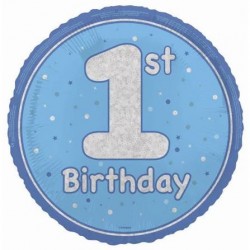Folinis balionas "1' birthday" / melsvas (18" 46 cm) - 1