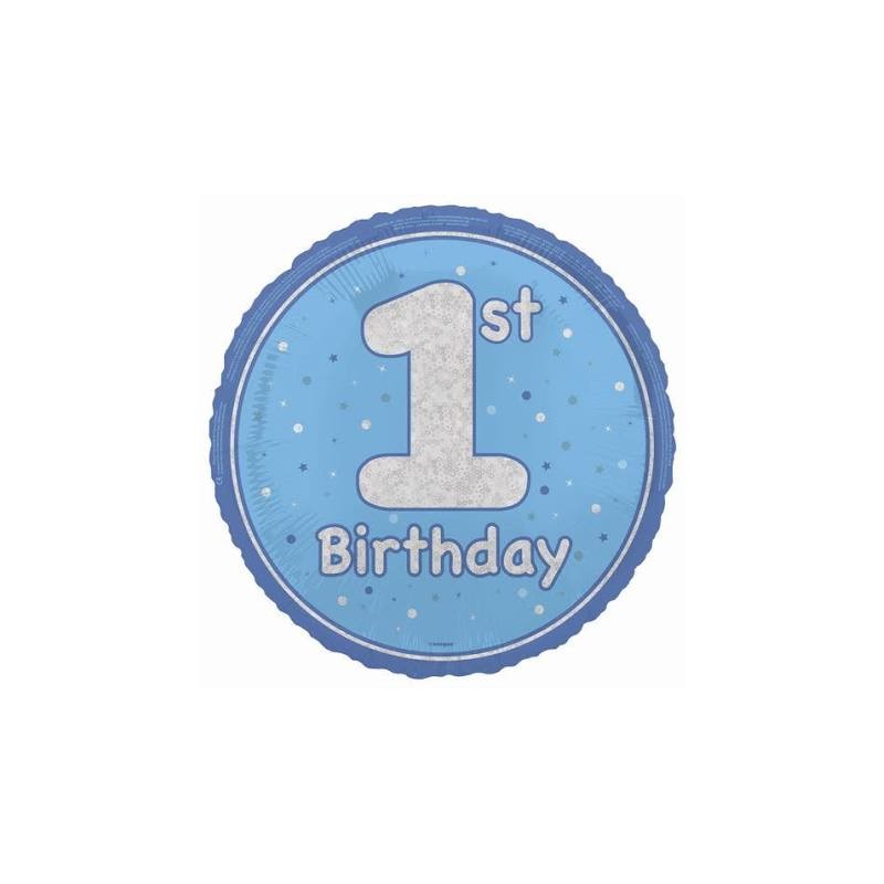 Folinis balionas "1' birthday" / melsvas (18" 46 cm) - 1