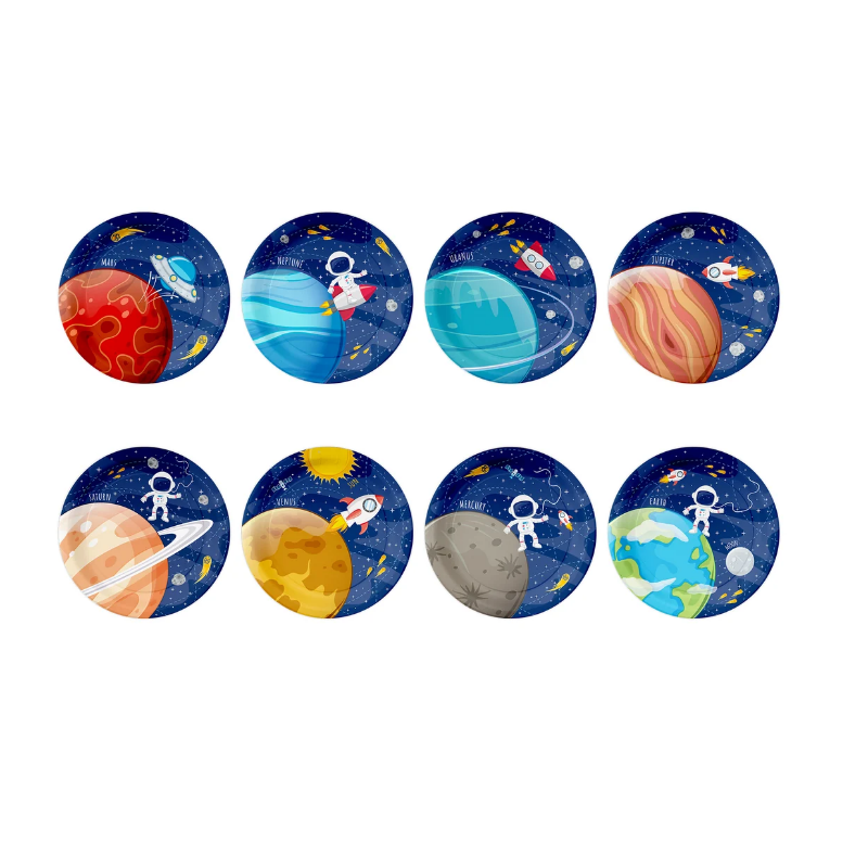 Vienkartinės lėkštės "Kosmosas" (6 vnt./18 cm.) - 1