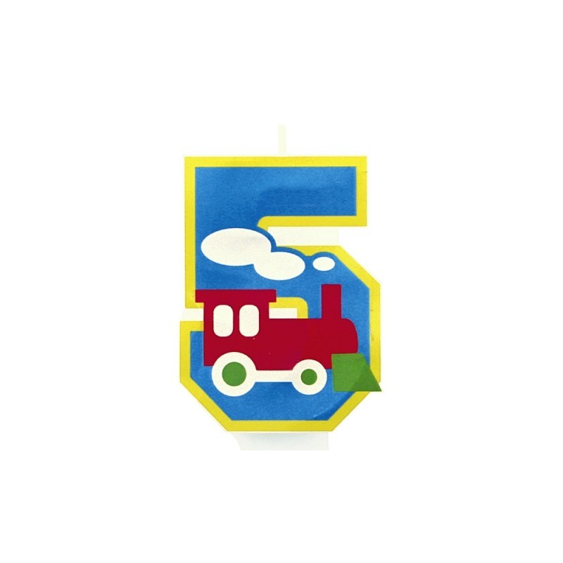 Žvakutė skaičius "5" su traukinuku
