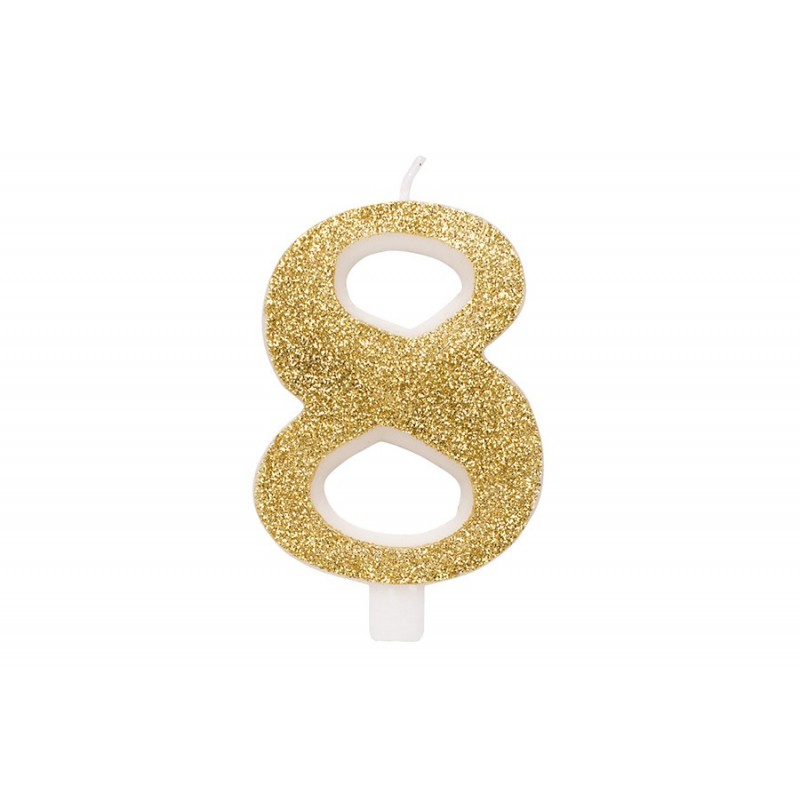 Auksinė žvakutė tortui skaičius "8"
