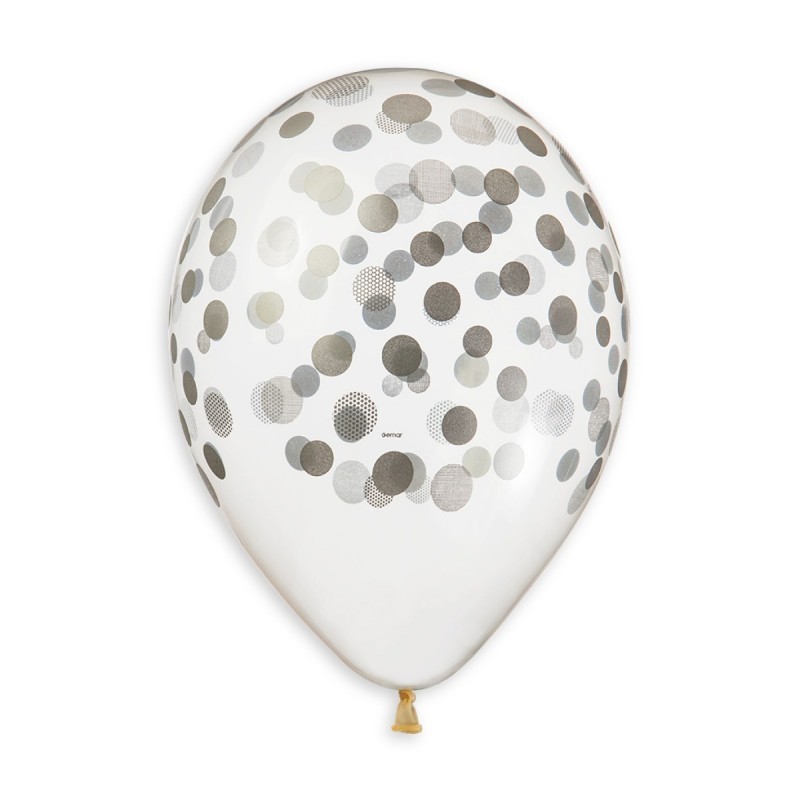 Gum. balionai "Sidabriniai taškeliai" (5 vnt./33cm.) - 1