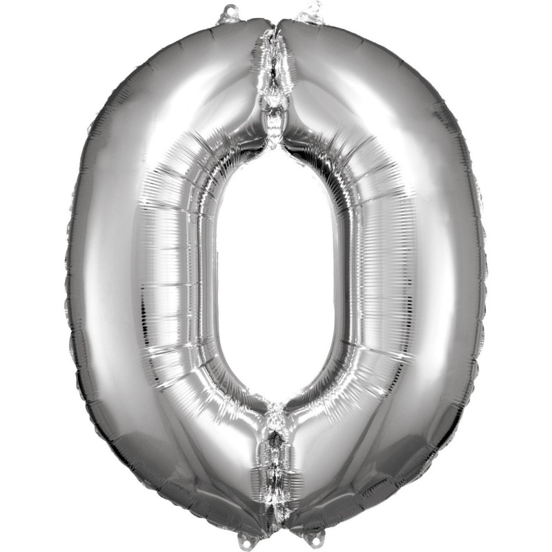 Folinis balionas "Skaičius 0"/sidabrinis (33" 83 cm.) - 1