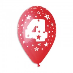 Guminiai balionai "Skaičius 4" (10 vnt./30 cm.) - 1