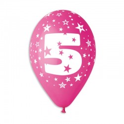 Guminiai balionai "Skaičius 5" (5 vnt./30 cm.) - 5