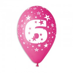 Guminiai balionai "Skaičius 6" (10 vnt./30 cm.) - 1