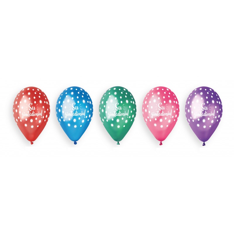 Gum. balionai "Su gimimo diena"burbulai (5 vnt.  33 cm) - 1