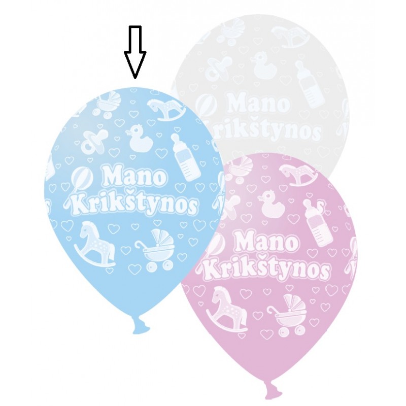 Guminiai balionai "Krikštynos" / žydri (100 vnt./30cm.) - 1