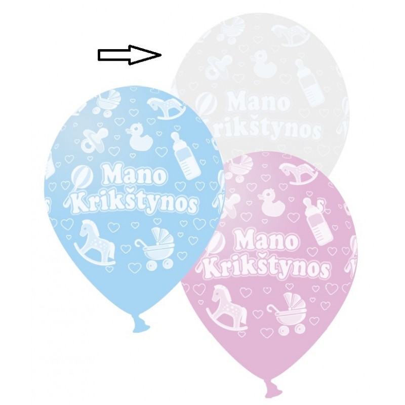 Guminiai balionai "Krikštynos" / balti (10 vnt./30 cm) - 1