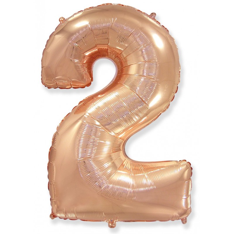 Folinis balionas "Skaičius 2/Rose Gold (40" 102 cm) - 1
