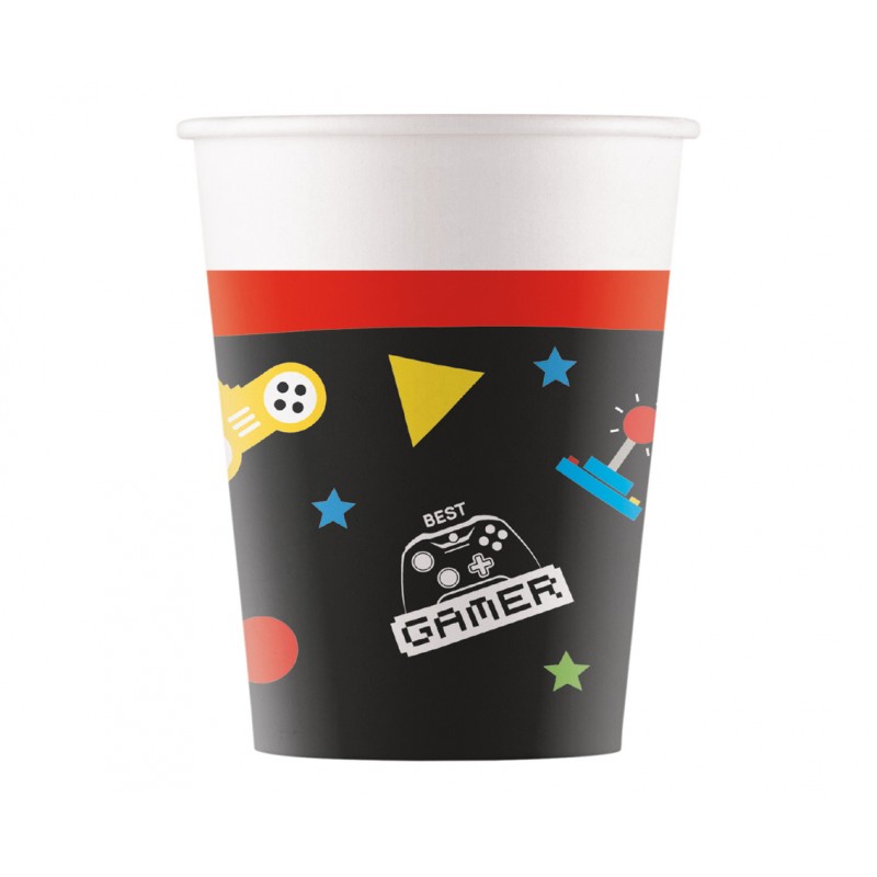 Puodeliai "Gamer/juodi" (8 vnt./200 ml.) - 1