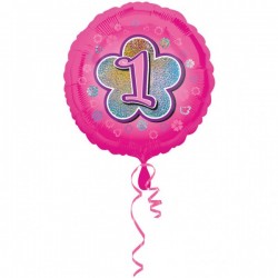 Folinis balionas "Skaičius 1"/rožinis