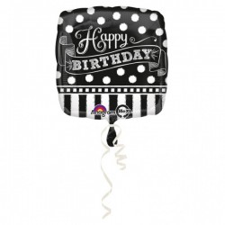 Folinis balionas "Happy Birthday"/juodas