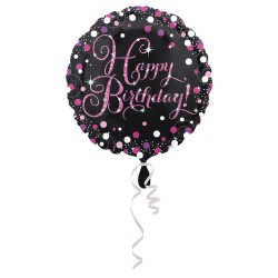 Folinis balionas "Happy birthday"/juodas