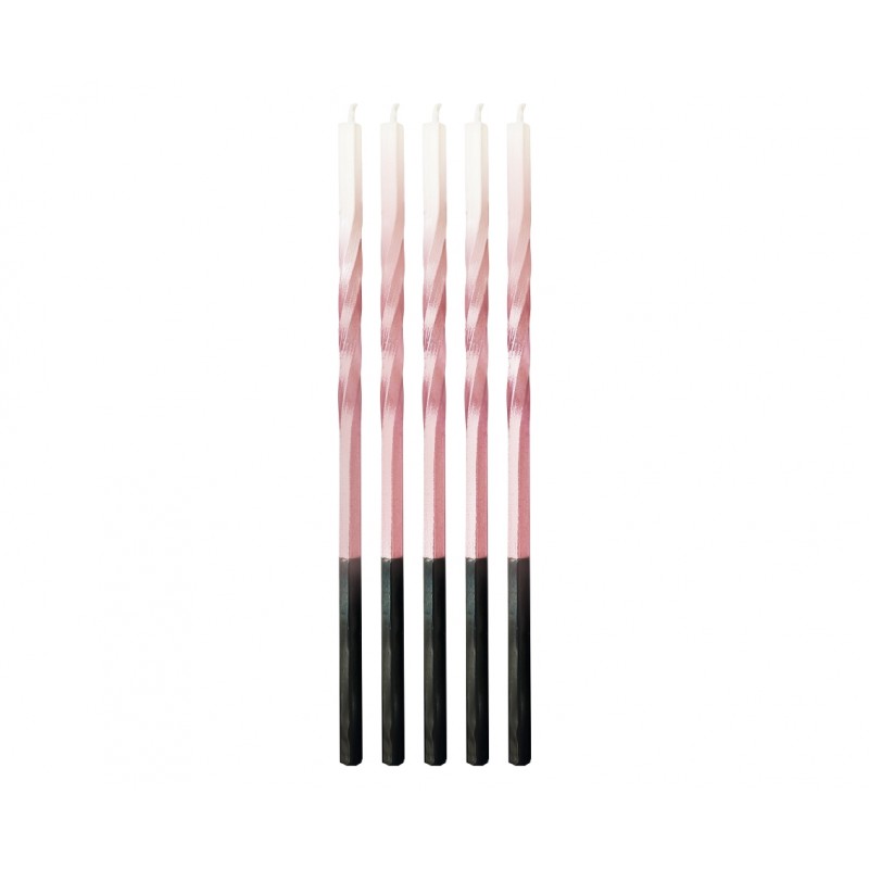Žvakutės "Rožinės - baltos" (5 vnt./ 14.5 cm.) - 1