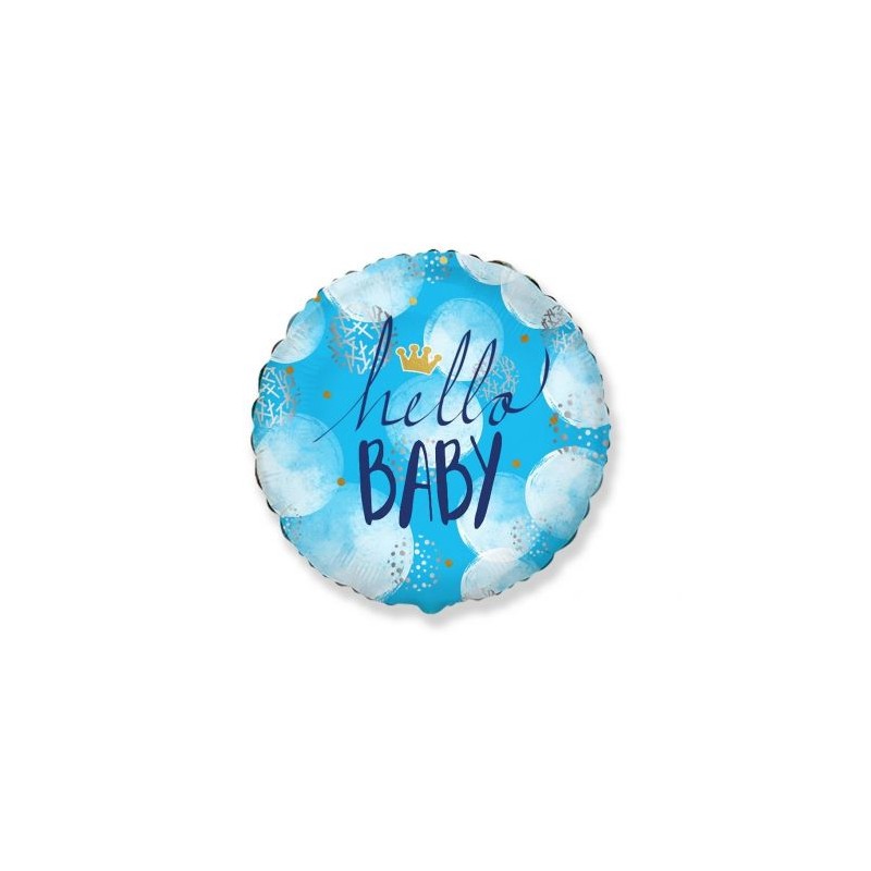 Folinis balionas "Hello baby"/melsvas (FX/18"45 cm. / Supakuotas) - 1