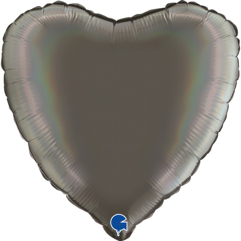 Folinis balionas "Širdelė"/holo.pilk (18" 46 cm./Supakuota) - 1